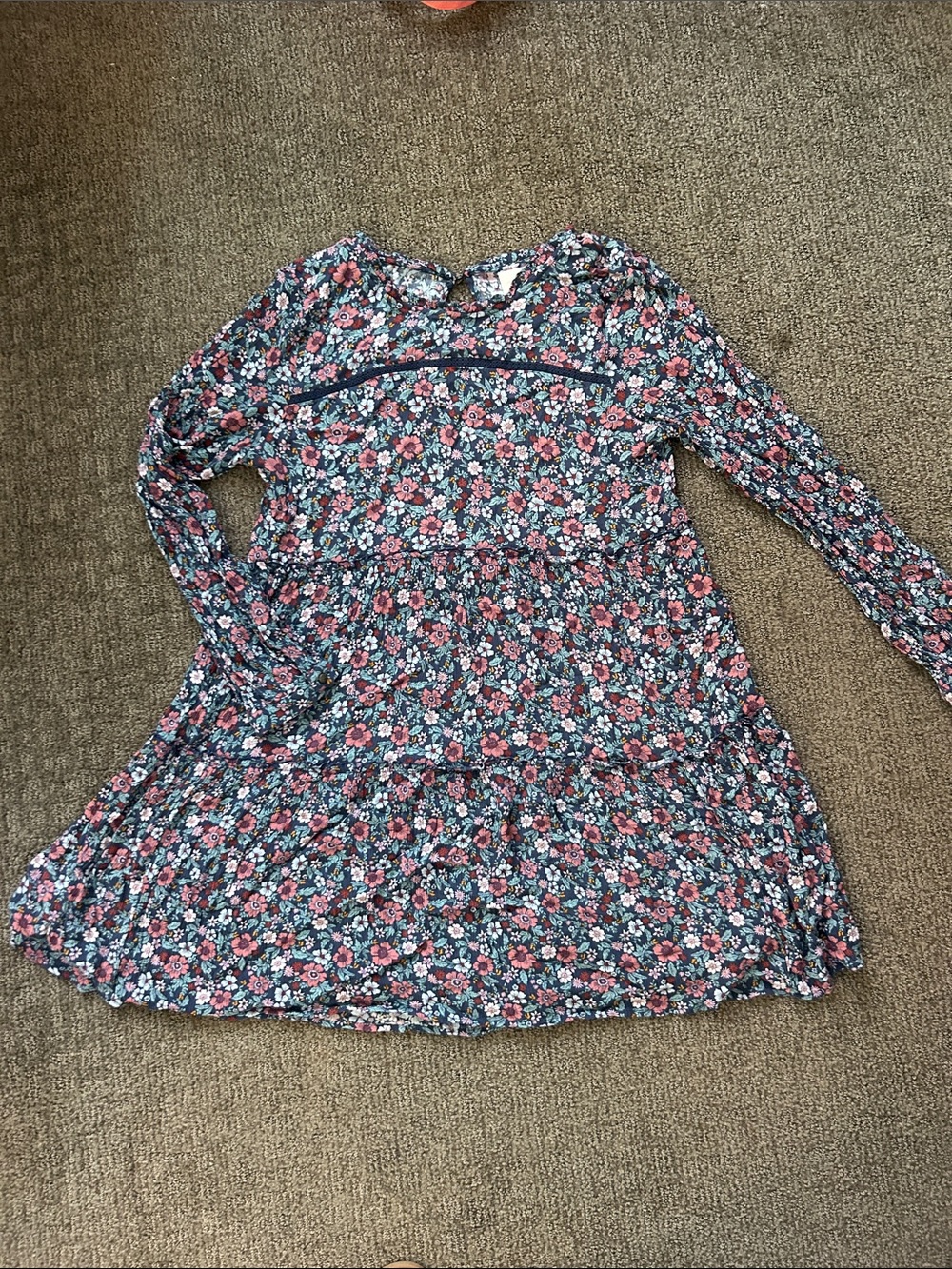 Women Floral Long-Sleeve Tiered Dress